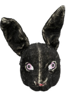 masque de lapin noir, masque lapin fausse fourrure, masque animal déguisement