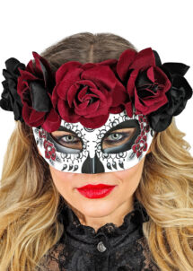 masque jour des morts, loup jour des morts avec fleurs