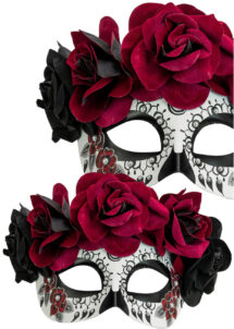 masque jour des morts, loup jour des morts avec fleurs