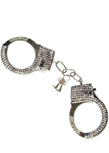 menottes policière strass, accessoire déguisement de policière, Menottes Métal et Strass