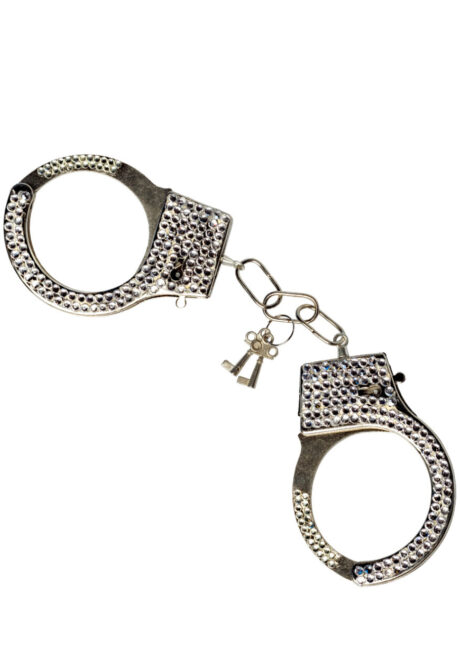 menottes policière strass, accessoire déguisement de policière, Menottes Métal et Strass