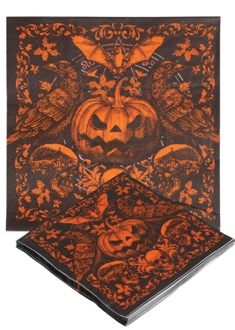 serviettes en papier Hallowenn, serviettes jetables citrouilles, vaisselle Hallowen citrouilles, Vaisselle Halloween, Serviettes Citrouille Baroque