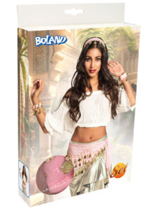ceinture orientale rose, kit danseuse orientale déguisement, ceinture pièces oriental