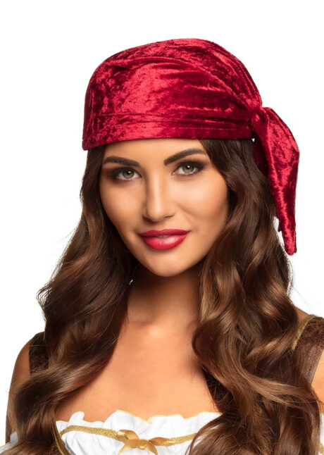 coiffe de pirate rouge velours, bandana pirate, chapeau pirate, Coiffe de Pirate, Bandana Rouge Velours, Préformé