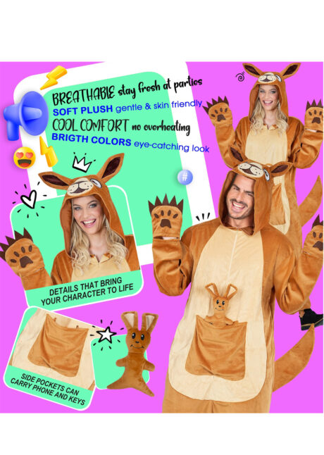déguisement de kangourou adulte, costume de kangourou, combinaison de kangourou, Déguisement de Kangourou, Combinaison Ample