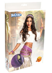 ceinture orientale violette, kit danseuse orientale déguisement, ceinture pièces oriental