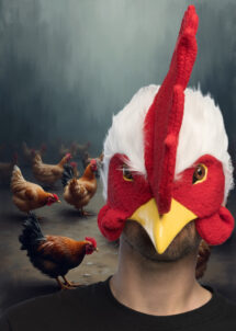 masque de coq réaliste, masque de coq fourrure, masque animal, masque supporter