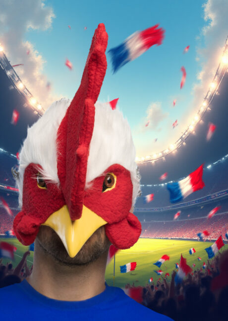 MASQUE-DE-COQ-supporter FRANCE-, Masque de Coq, Fourrure, Demi Visage