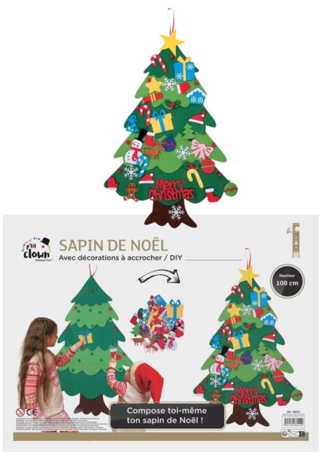 sapin feutrine enfant, sapin de Noël DIY, Sapin de Noël DIY, Feutrine, 100 cm