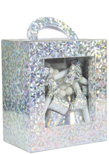 coffret cotillons, boite de cotillons, cotillons nouvel an, Coffret de Cotillons, Argent Hologramme, 10 Personnes