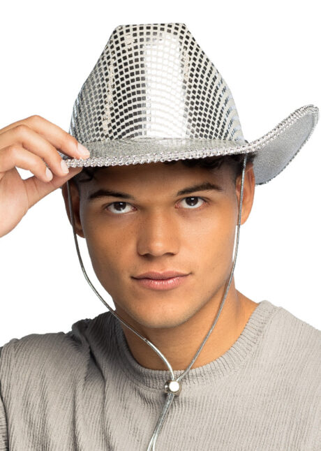 chapeau de cowboy disco, chapeau cowboy boule à facettes, chapeaux cowboy paillettes, Chapeau de Cowboy Bliss, Effet Boule Disco et Strass