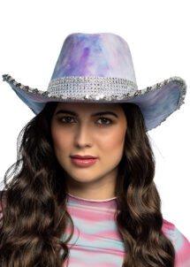 chapeau de cowboy strass, chapeau de cowboy violet, chapeau cowboy festival, Chapeau de Cowboy Darling Lilas, Paillettes Argent et Strass