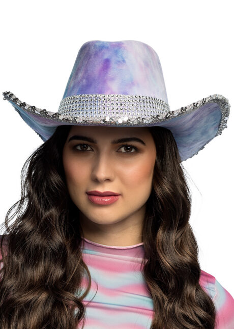 chapeau de cowboy strass, chapeau de cowboy violet, chapeau cowboy festival, Chapeau de Cowboy Darling Lilas, Paillettes Argent et Strass