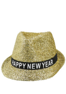chapeau nouvel an doré, chapeau paillettes dorées, chapeau doré bonne année
