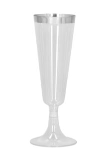 FLUTE-A-CHAMPAGNE-ARGENT, Verres à Champagne, Flûtes à Bordure Argent, 140 ml, x 4