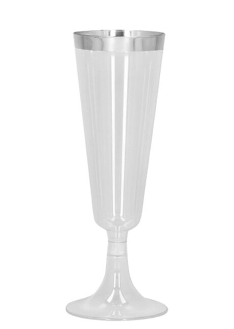 FLUTE-A-CHAMPAGNE-ARGENT, Verres à Champagne, Flûtes à Bordure Argent, 140 ml, x 4