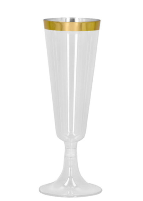 FLUTE-A-CHAMPAGNE-DOREE, Verres à Champagne, Flûtes à Bordure Dorée, 140 ml, x 4