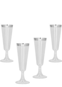 FLUTE-A-CHAMPAGNE-ARGENT, Verres à Champagne, Flûtes à Bordure Argent, 140 ml, x 4