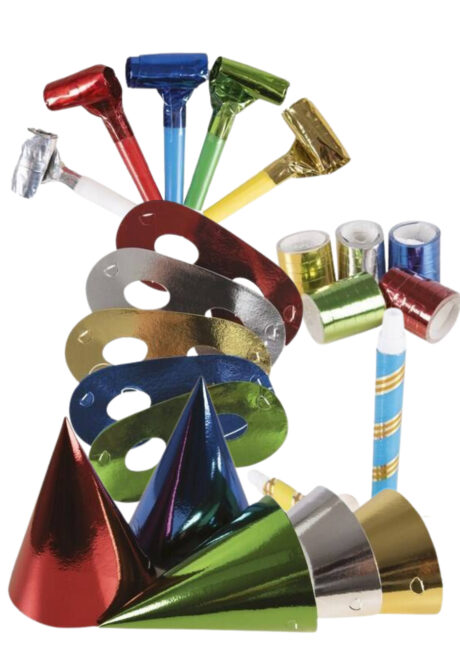 cotillons de fête, cotillons anniversaire, kit cotillons, Kit Cotillons Multicolores Métal, 5 Personnes