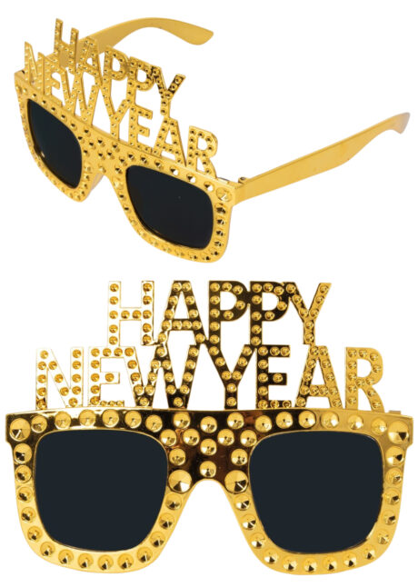 lunettes happy new year, lunettes bonne année, lunettes nouvel an, accessoire nouvel an, Lunettes Happy New Year Dorées