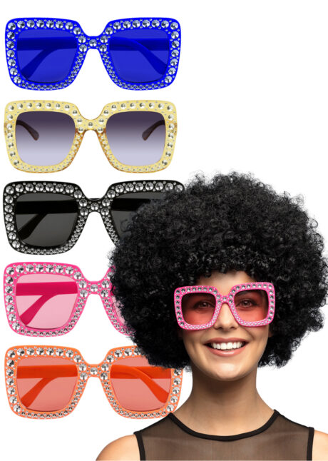 lunettes disco, lunettes paillettes, lunettes années 80, Lunettes Disco Strass, Verres Assortis