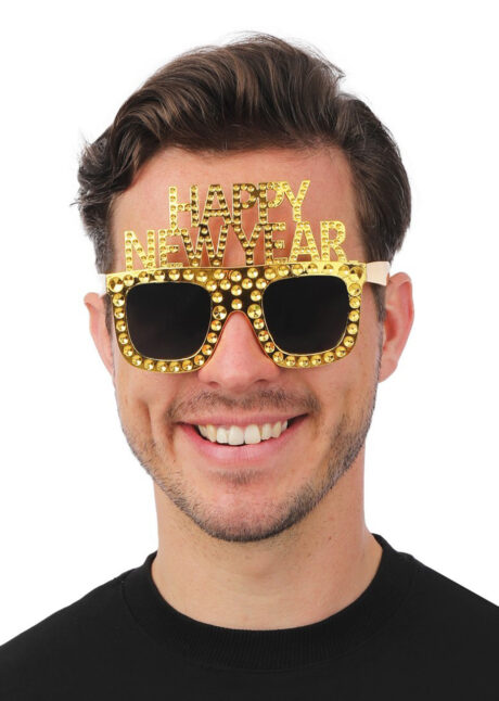 lunettes happy new year, lunettes bonne année, lunettes nouvel an, accessoire nouvel an, Lunettes Happy New Year Dorées