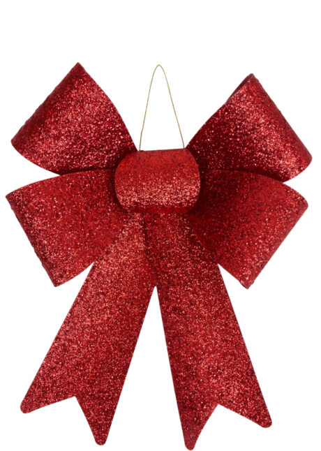 noeud de sapin, noeud de Noël, noeud décoration, noeud cadeau géant, Noeud de Noël, Paillettes Rouges, 27 cm