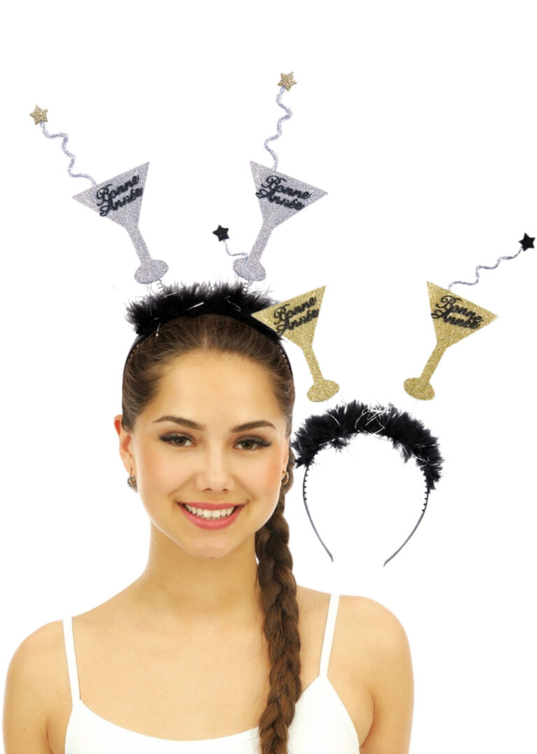 Serre-Tête Happy New Year – Paillettes Argentées, Accessoire Coiffure Adulte Et Enfant, Fête Du Nouvel An
