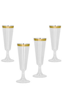 FLUTE-A-CHAMPAGNE-DOREE, Verres à Champagne, Flûtes à Bordure Dorée, 140 ml, x 4