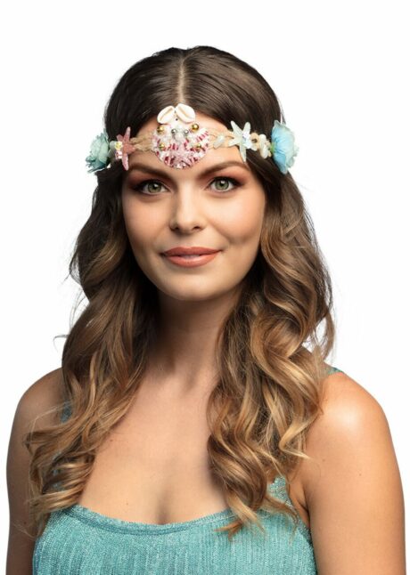 bandeau sirène, serre tete sirène, bandeau coquillages, soirée à thème mer, Bandeau Sirène et Océan, avec Coquillages