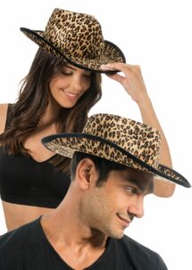 chapeau léopard, accessoire léopard festival, chapeau cowboy léopard, Chapeau Léopard, Style Western