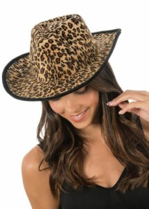 chapeau léopard, accessoire léopard festival, chapeau cowboy léopard