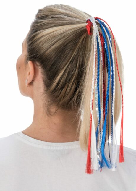 chouchou france, accessoire tricolore, accessoire bleu blanc rouge, Chouchou Bleu Blanc Rouge, Accessoire Cheveux à Tresses