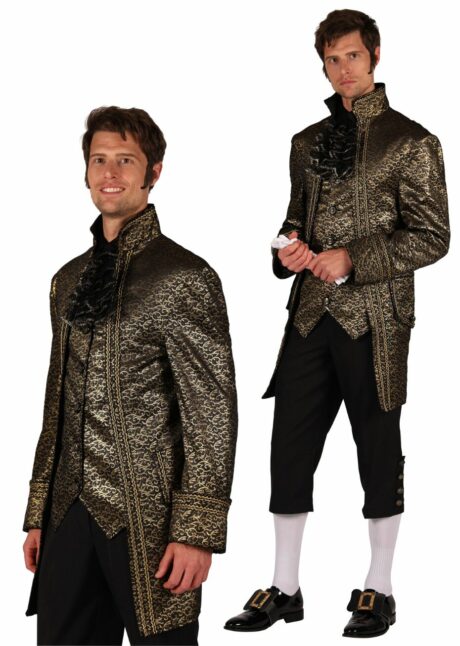 déguisement de marquis pour homme, costume de marquis, déguisement bal de Versailles, Déguisement de Marquis Versailles, Noir et Doré, Premium