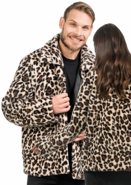 veste léopard fourrure, veste léopard Années 2000, veste léopard festival, Déguisement Festival et 2000, Veste Léopard