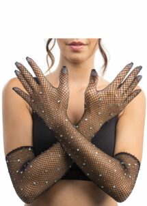 gants résilles strass, gants résille noire