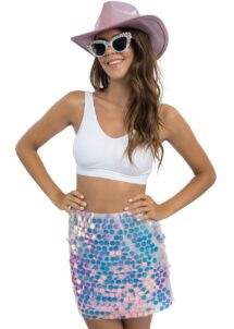 jupe sirène, jupe hologramme, jupe à pastilles hologramme, jupe festival