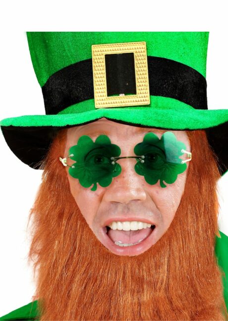 lunettes saint patrick, lunettes trèfles, accessoire saint Patrick, irlandais, Lunettes Saint Patrick, Trèfles Verts et Branches Dorées