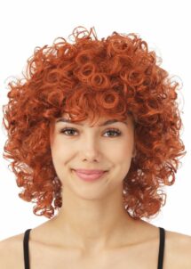perruque frisée rousse, perruque rousse, perruque années 80