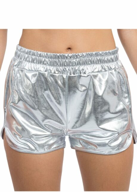 short argent, short de déguisement, short années 80, short festival, Short Argent Métal