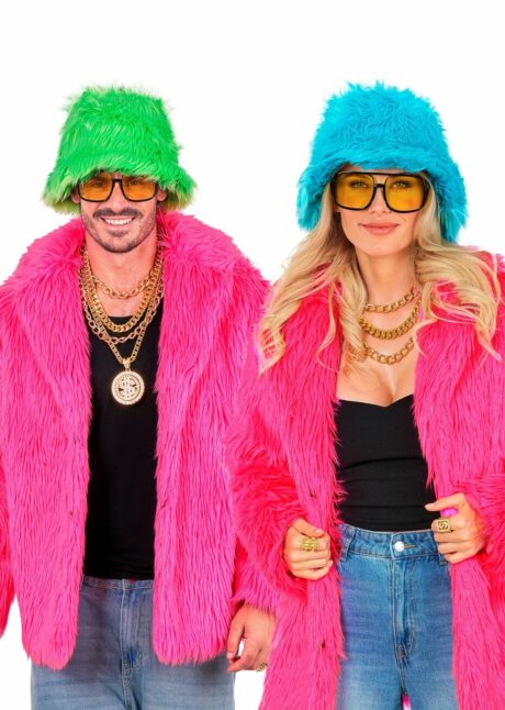 veste fausse fourrure, manteau fourrure rose, veste rose festival, déguisement années 2000, Déguisement Années 2000, Veste Fourrure Rose