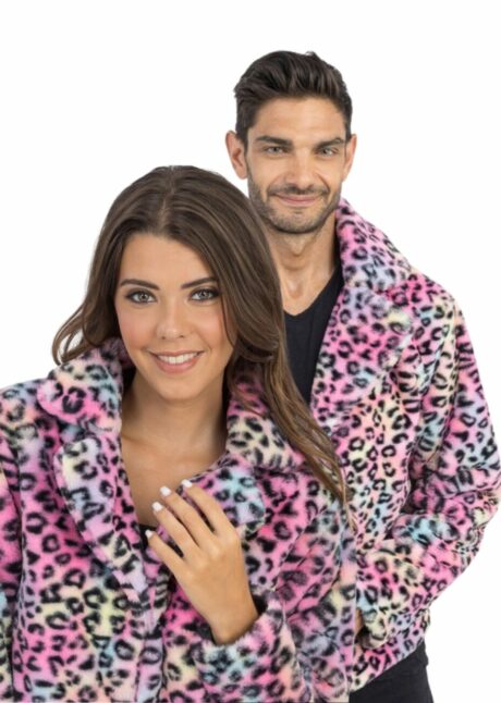 veste léopard rose, veste festival, déguisement années 2000, Déguisement Festival et 2000, Veste Léopard Rose