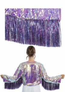 veste à franges festival, veste paillettes violettes, veste sequins festival femme