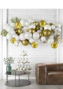 guirlande ballons blancs et or, arche ballons blancs et or, kit ballons blancs et or