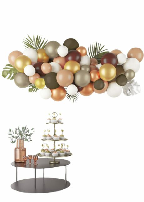 arche de ballons moka, guirlande de ballons moka et dorés, kit arche de ballons, Guirlande de Ballons Moka et Dorés