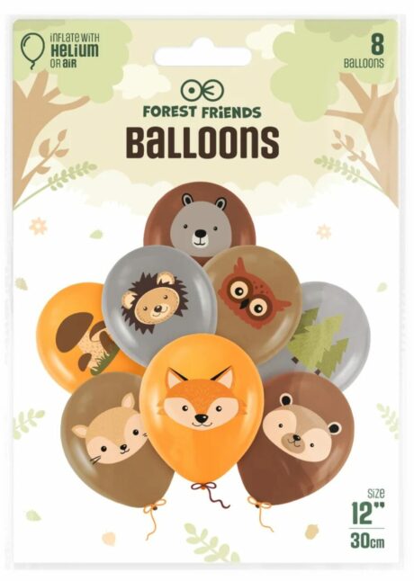 ballons animaux ferme, ballons animaux latex, ballons animaux pour enfant, ballons animaux hélium, Ballons Latex Animaux de la Forêt 30 cm