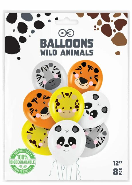 ballons animaux jungle enfants, ballons animaux enfants, ballons animaux latex, Ballons Latex Animaux Jungle 30 cm Biodégradables