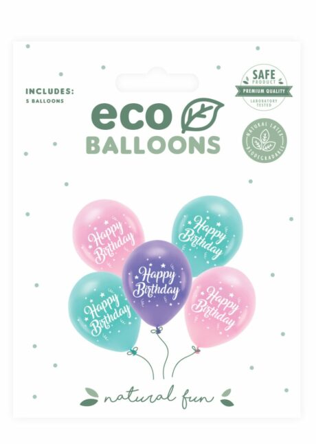 ballons anniversaire latex pastel, ballons joyeux anniversaire, ballons anniversaire à l'hélium, Ballons Latex Happy Birthday Pastel 30 cm Biodégradables