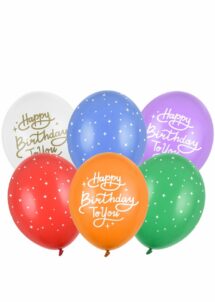 ballons anniversaire multicolores, ballons joyeux anniversaire latex, ballons hélium anniversaire