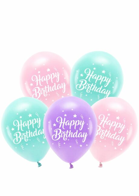 ballons anniversaire latex pastel, ballons joyeux anniversaire, ballons anniversaire à l'hélium, Ballons Latex Happy Birthday Pastel 30 cm Biodégradables